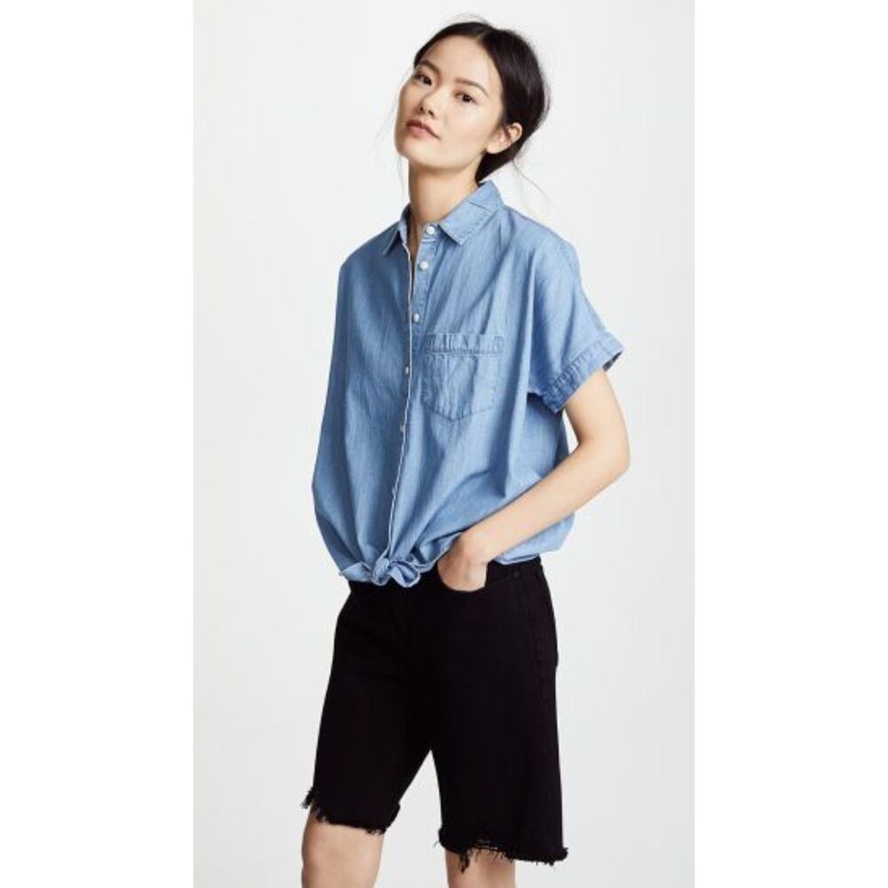 Madewell Chambray Hilltop Shirt XS Denim Button Down Soft 100% Cotton